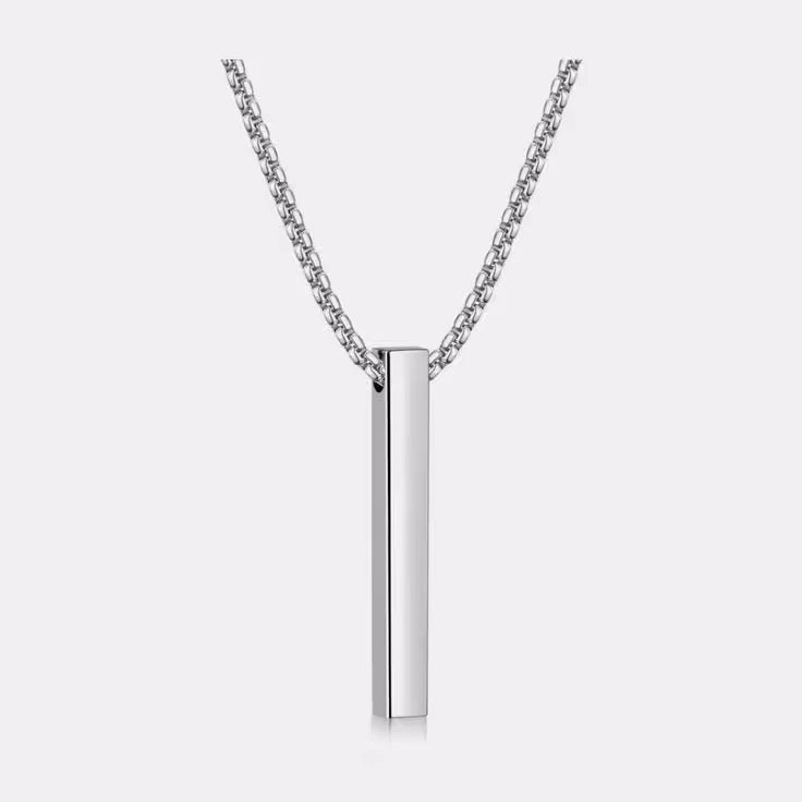 Fiusem – Collar con dije para hombre, tono plateado, chapado en oro de 14 quilates, negro, cadena de eslabón cuadrado de 3_32 pulgadas (2_5 mm), cadena de barra de acero inoxidable, 18-28 pulgadas, 26