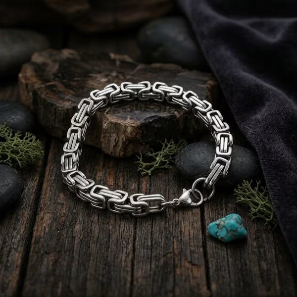 6mm Silver Stainless Steel Byzantine Link Chain Bracelet