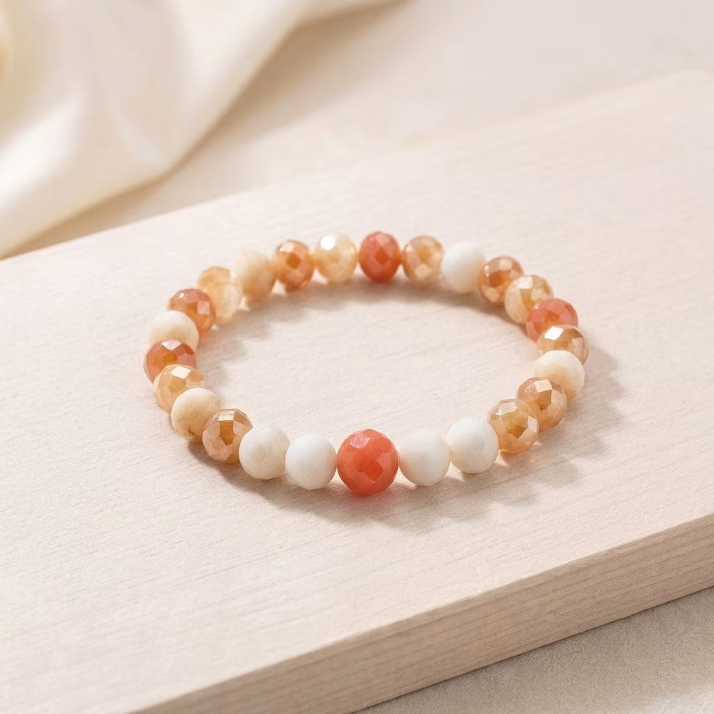 Two-tone Golden Facet Glass Beads Bracelets